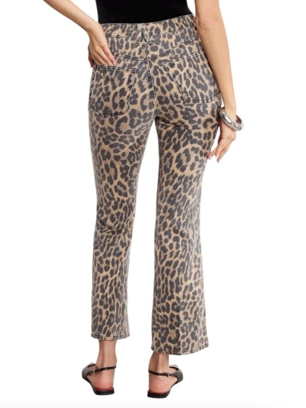 NWOT Good American Good Standard Kick Flare Jeans Leopard Print Size 4/27 - Picture 4 of 8